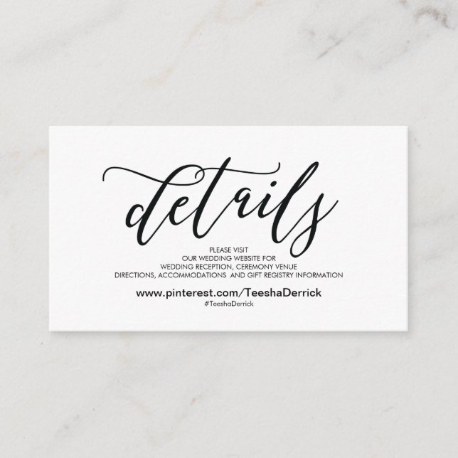 Kortet för detaljerad information om Bröllop webbp Tilläggskort (Framsida)