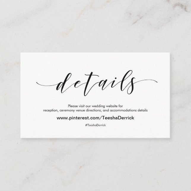 Kortet för detaljerad information om Bröllop webbp Tilläggskort (Framsida)