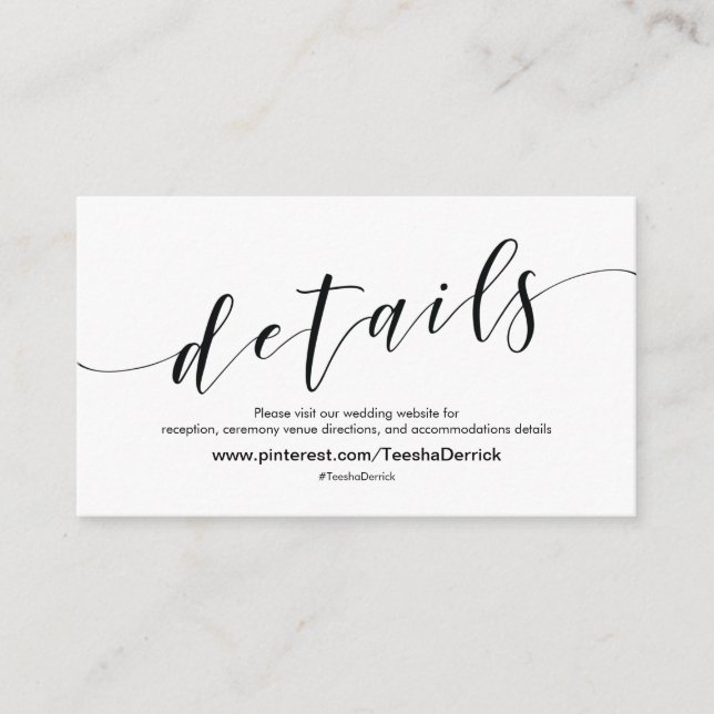 Kortet för detaljerad information om Bröllop webbp Tilläggskort (Framsida)