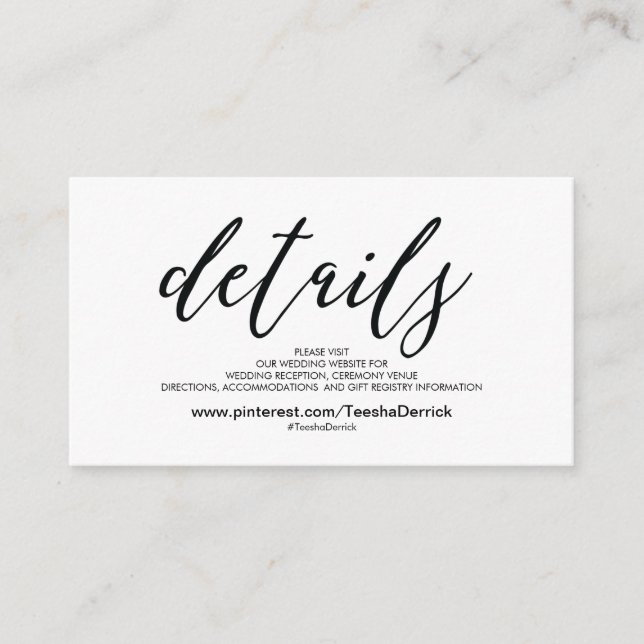 Kortet för detaljerad information om Bröllop webbp Tilläggskort (Framsida)