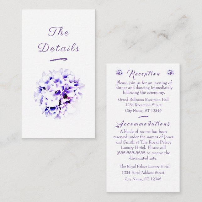 Kortet för elegant Violetta hölje Tilläggskort (Fram/baksida)