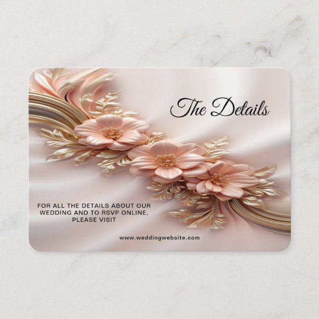 Kortet för elegantens Orange Peach Blommigt - deta Tilläggskort (Framsida)