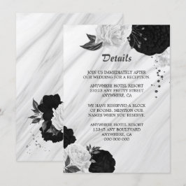 Kortet för elegantens svarta vita blommor tilläggskort