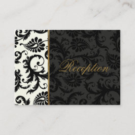 Kortet för elfenben, Guld och Black Damask Linen-h Tilläggskort