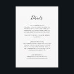 Kortet för enhetsinformation för Elegant Tilläggskort<br><div class="desc">Detta kort för enkel elegant och detaljinformation är perfekt för ditt moderna minimalistiska svarta och vita bröllop. Utformningen har minimalt teckensnitt för contemporary tillsammans med formell kalligrafi. Behålla den som den är,  eller välj att anpassa den med egna teckningar eller foton!</div>