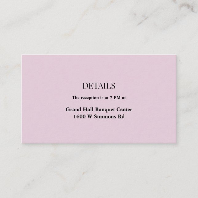 Kortet för enkel Bröllop-information för lila Tilläggskort (Framsida)
