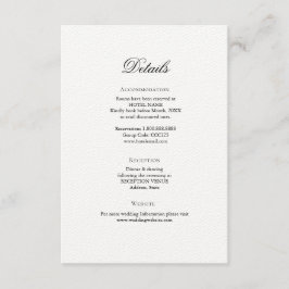 Kortet för enkel Elegant bröllop-information Tilläggskort