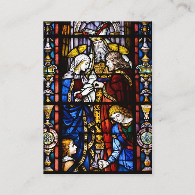 Kortet för Heliga av fastnat glas i katolskt Bröll Visitkort (Framsida)