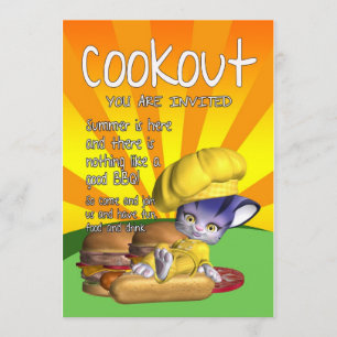 Kortet för inbjudan till Cookout och BBQ
