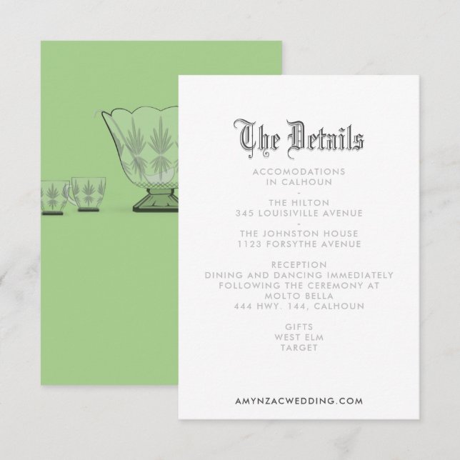 Kortet för information om Blackletter Bröllop OSA Kort (Fram/baksida)