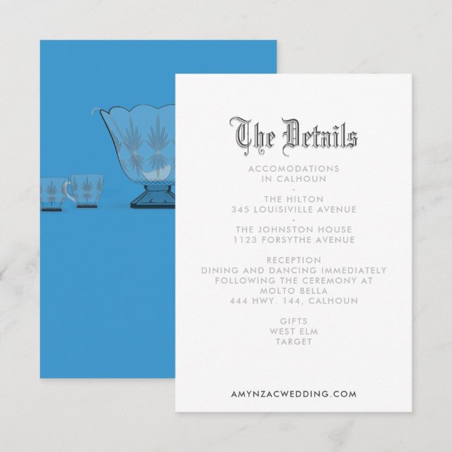 Kortet för information om Blackletter Bröllop OSA Kort (Fram/baksida)