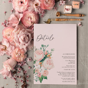 Kortet för information om Blommigt Rosa Bröllop-h Tilläggskort