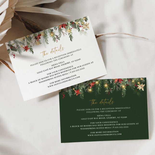 Kortet för information om julvinter-bröllop tilläggskort (Details Card 2 Colors)
