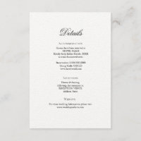 Kortet för information om klassiskt Elegant bröllo