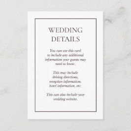 Kortet för information om plommon Lila Bröllop Tilläggskort