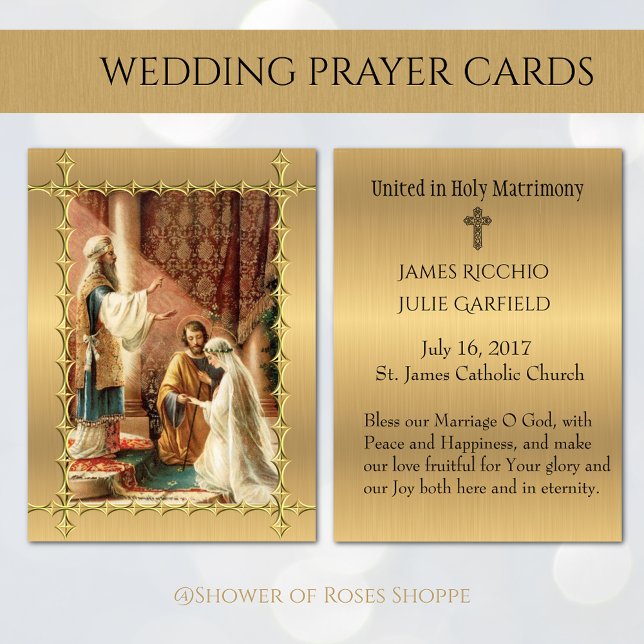 Kortet för katolsk bröllopsförmån - Heliga Anteckningskort (Catholic Wedding Favor Holy Card Bride Groom - Easy to personalize! 
)