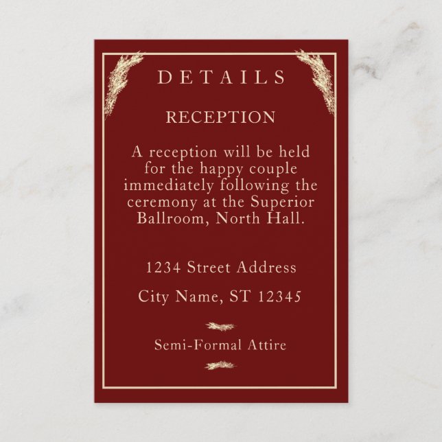 Kortet för katolskt vinterbröllop - detaljer om hö tilläggskort (Framsida)