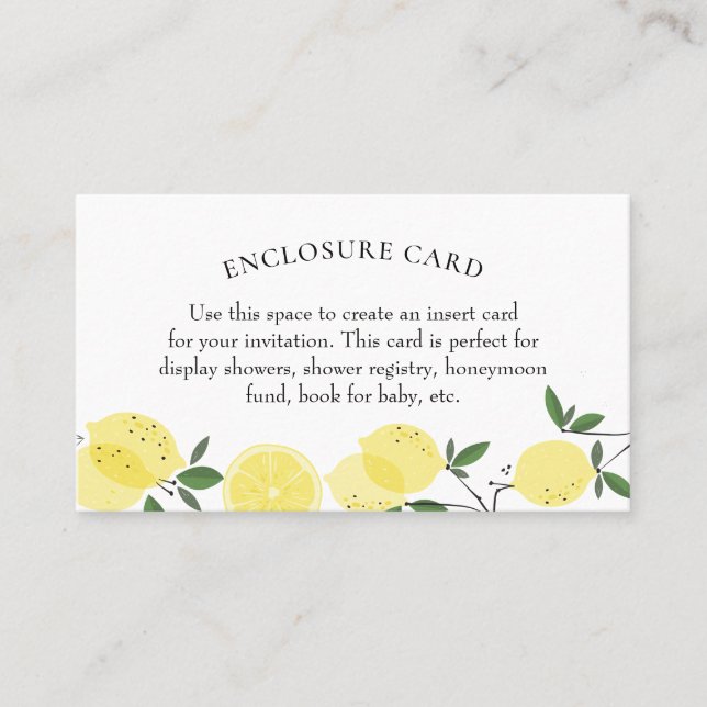 Kortet för Lemon Main Squeeze Shower-hölje Visitkort (Framsida)