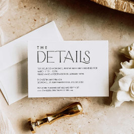 Kortet för minimal Bröllop-information om elegant Tilläggskort