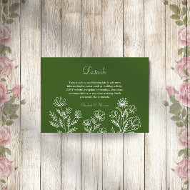 Kortet för oliv grönt bröllop-hölje med enkel blom tilläggskort