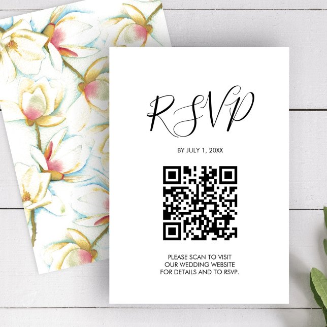 Kortet för QR-Bröllop OSA-Blommigt OSA Kort (QR code Wedding RSVP Floral Enclosure Card )