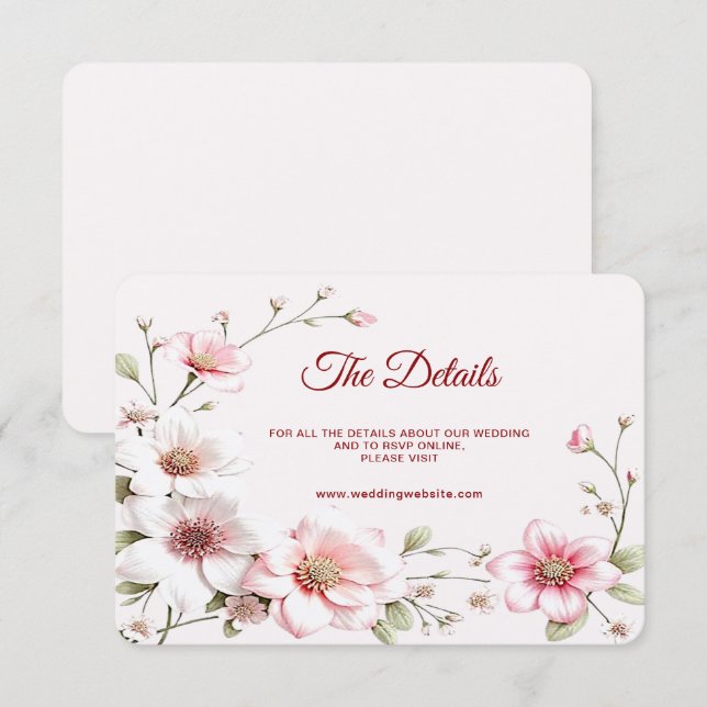 Kortet för Rosa av vit Blommigt-detaljhölje för el Tilläggskort (Fram/baksida)