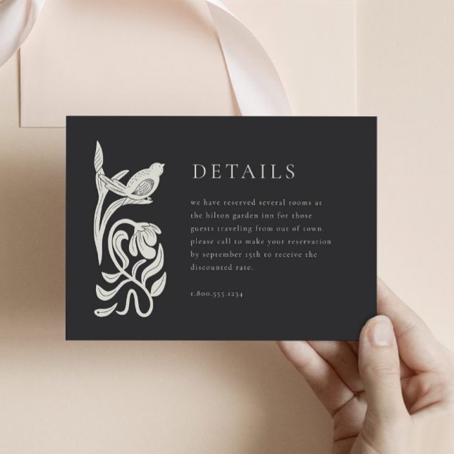 Kortet för svartvit information om elegant tilläggskort (Elegant Black and White Wedding Enclosure Card)