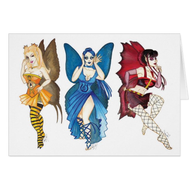 Kortet för tre det kloka älvor hälsningskort (Framsidan Horizontal)