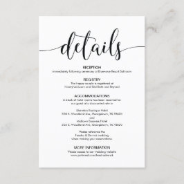 Kortet för vacker Bröllop-information Tilläggskort