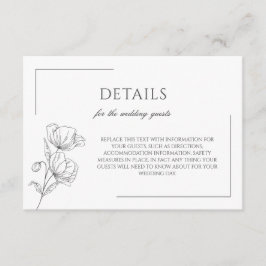 Kortet för vallmoblommor elegant chic bröllop tilläggskort