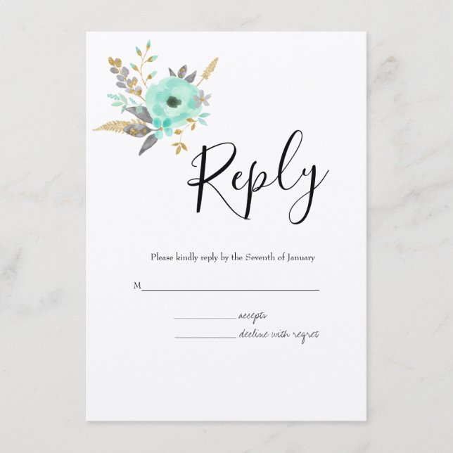 Kortet för vattenfärg i botaniskt OSA Bröllop Tilläggskort (Framsida)