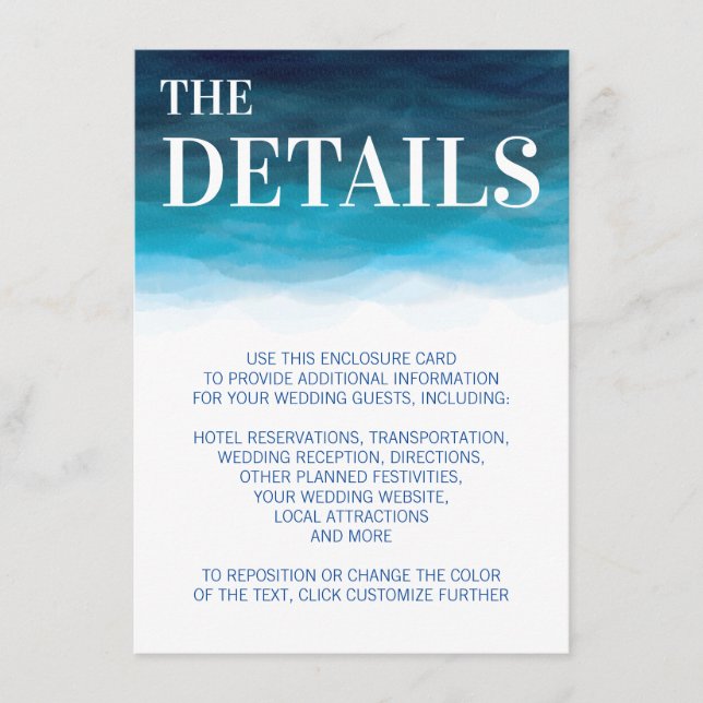 Kortet för Vinkar bröllopsinbjudan Tilläggskort (Framsida)