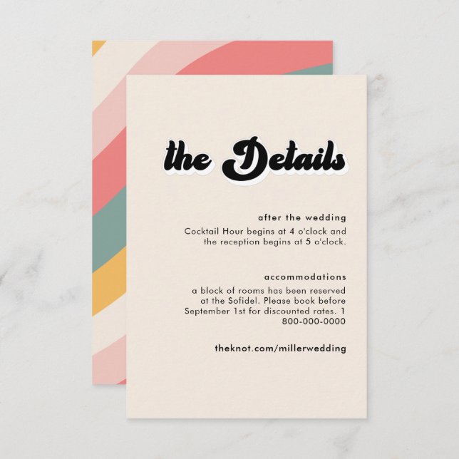 Kortet för Vinkar detaljenhet för Retro 70-tal Fär Inbjudningar (Fram/baksida)