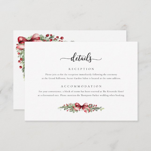 Kortet för vinterjuldetaljer tack kort (Fram/baksida)