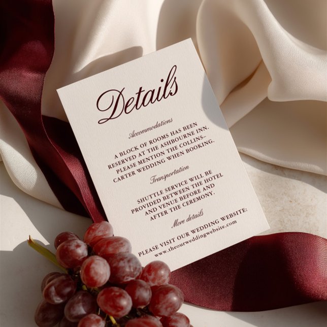 Kortet för webbplats för elegant i Elfenbenskusten Tilläggskort (Elegant Ivory Wedding Website Enclosure Card)
