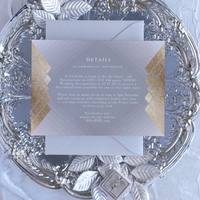 Kortet Geometric Grått Gold Foil Bröllop OSA Kort (Skapare uppladdad)