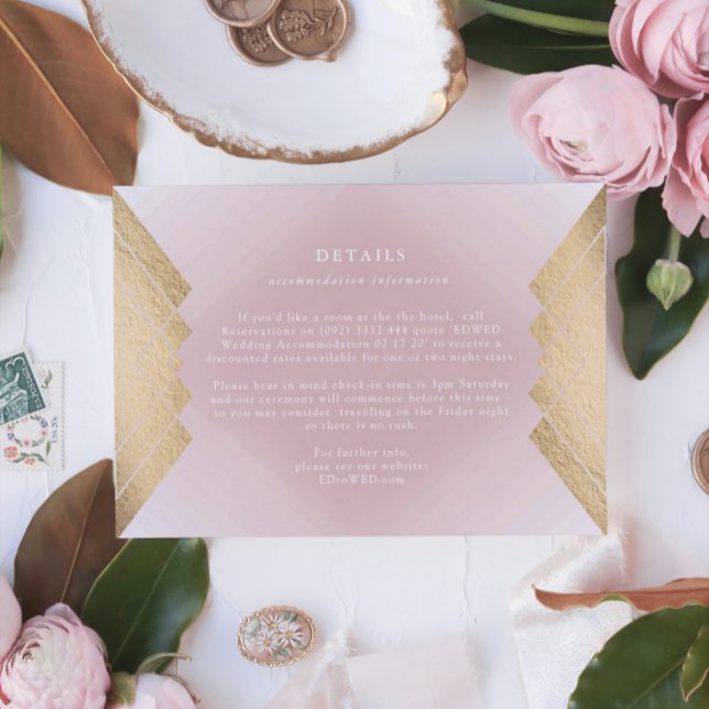 Kortet Geometric Rosa Gold Foil Bröllop OSA Kort (Skapare uppladdad)