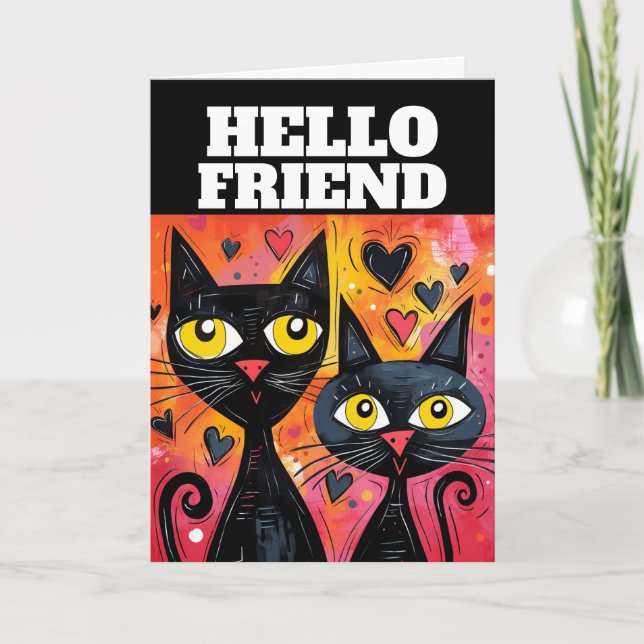 Kortet GOTT NYTT ÅR CUTE CAT-hälsning Kort (Framsida)