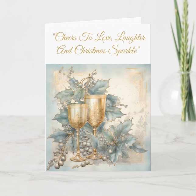 Kortet Greeting Card-Blue & Guld jul Elegance Card Kort (Framsida)