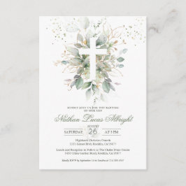 Kortet Grey Foliage Baby Baptism i bostad Kor Tilläggskort