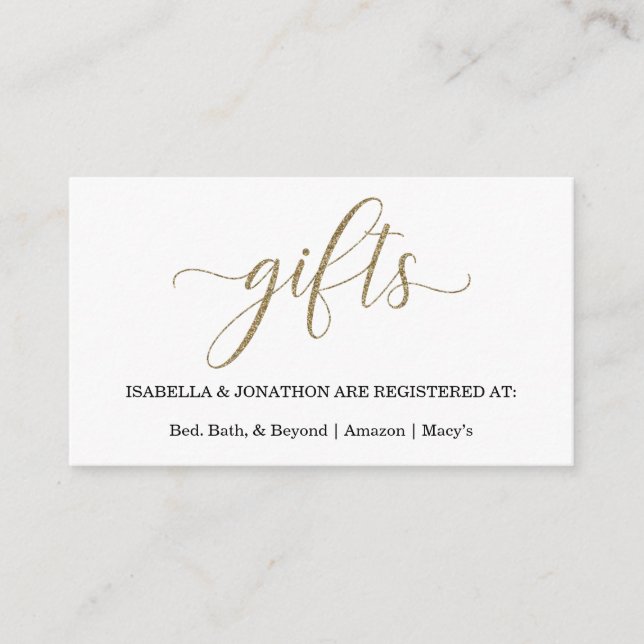 Kortet guld Glitter gift-register Tilläggskort (Framsida)