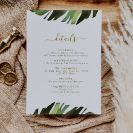 Kortet Handflatan Tropical Bröllop Information Enc Tilläggskort