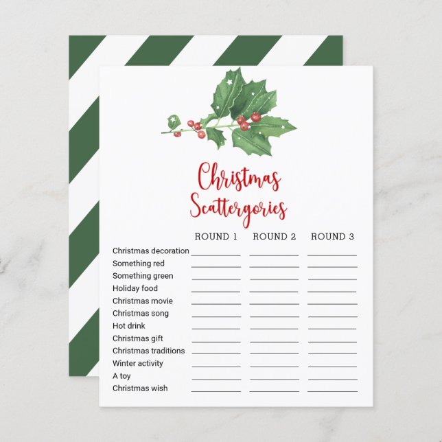 Kortet Holly WAN Jul Scattergories (Fram/baksida)