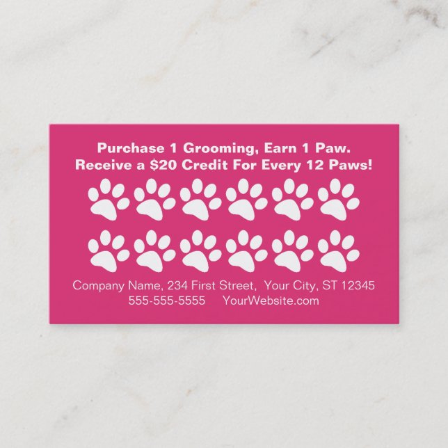 Kortet hund Grooming Customer Rewards Card - förmå Lojalitetskort (Framsida)