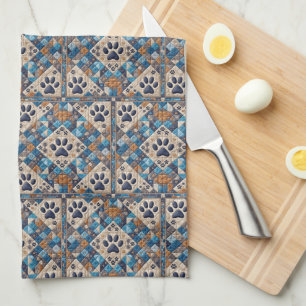Kortet hund Pawprint Quilt Design Note Kökshandduk