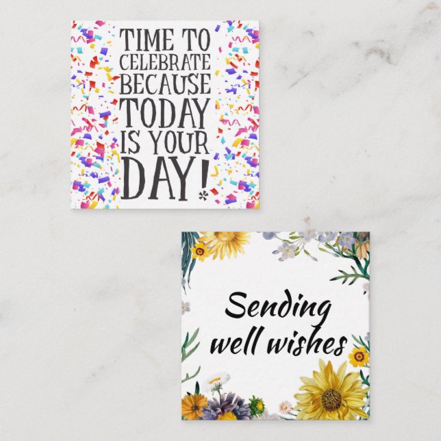 Kortet infogar Önskemål för födelsedag/sändarbrunn Fyrkantigt Visitkort (Fram/baksida)