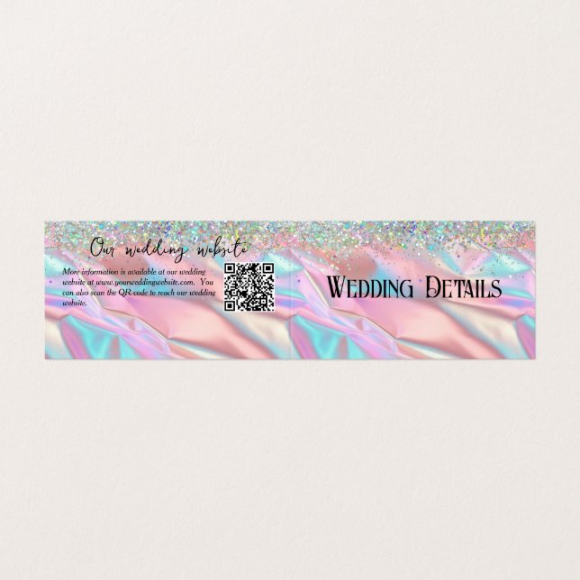 Kortet Iridescent Foil och Glitter Bröllop Visitkort (Utsida ovikt)