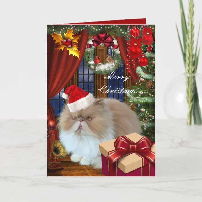 Kortet Julafton Cat Hat Helgkort (Framsida)