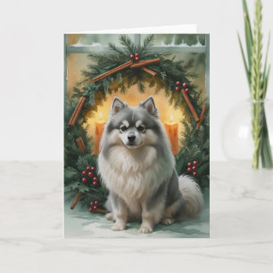 Kortet Keeshond Hund julhälsning Kort