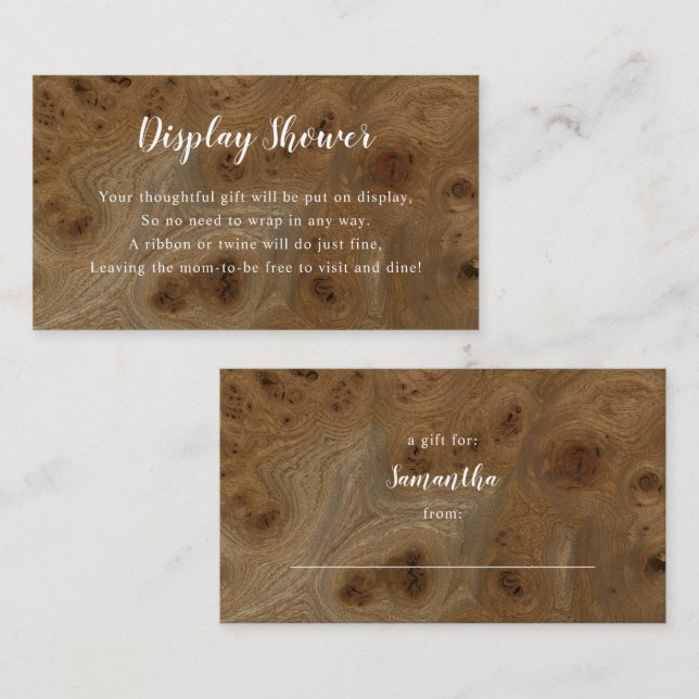 Kortet Knowledge Wood Visning Baby Shower infogat  Visitkort (Fram/baksida)